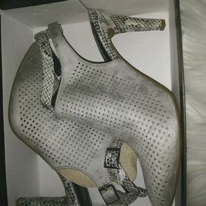 Rialto grey suede and snakeskin booties NWT
